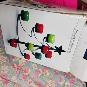 Metal Folding Christmas Tree Votive Holder. Festive